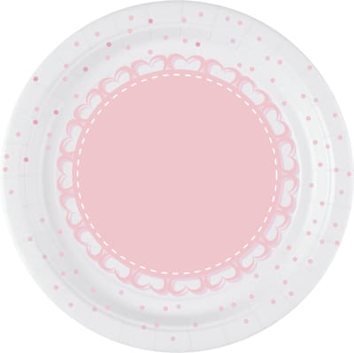 BIGIEMME SRL - 8 roze hart papieren bordjes 18 cm