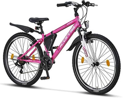 Mountainbike Gids - All-round fiets - Sportief fietsen - 21 versnellingen - 26 inch - Roze/Wit