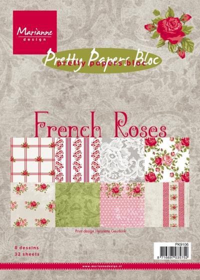 Marianne Design Pretty papers blocs » Cards en Colours » Pk9106 Paper bloc French Roses.