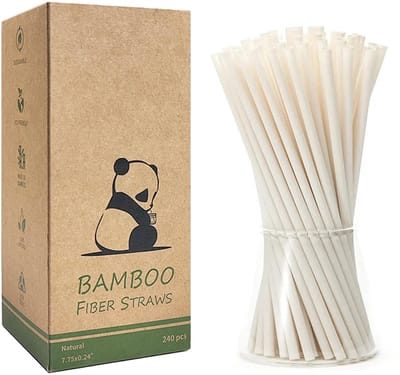 Dailygoods- Bamboe Rietjes 240 Pack - 19,8 cm x 0,6 cm - 100% Biologisch Afbreekbaar - Wegwerp - Natuurlijke Bamboe - Voor Warme/Koude Dranken - Drinkrietjes