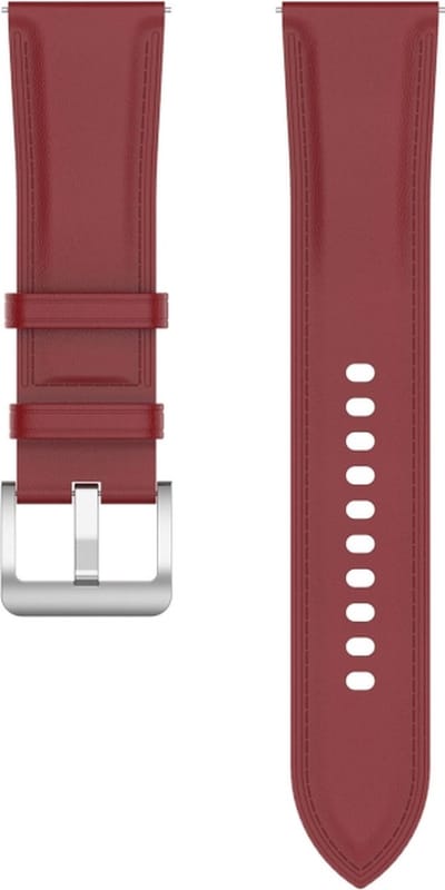 Leren bandje - geschikt voor Samsung Galaxy Watch 7 / Watch FE / Watch 6 / Watch 6 Classic / Watch 5 / Watch 5 Pro / Watch 4 / Watch 4 Classic / Watch 3 41 mm / Active / Active 2 / Watch 42 mm - donkerrood