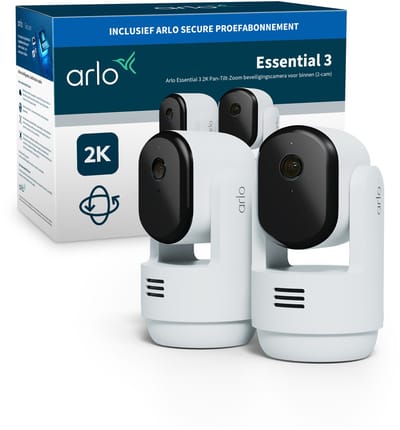 Arlo Essential3 2K PTZ beveiligingscamera voor binnen - 2 IP-Camera's