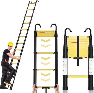 Telescopische Ladder - Uittrekbare Ladder - Veelzijdig Klussen - Softclose Systeem - Tot 150 kg - Zwart
