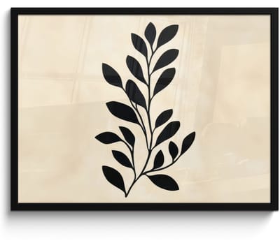 Poster in lijst - Fotolijst 80x60 cm - Posters - Minimalistisch - Tak - Bladeren - Zwart - Posterlijst zwart - Decoratie - Wanddecoratie woonkamer - Muurdecoratie slaapkamer