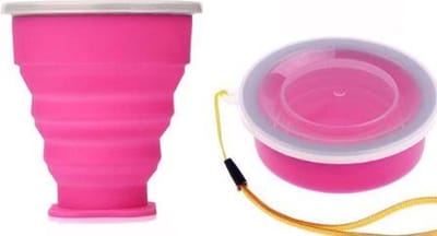 Heble® - Opvouwbare Beker Met Deksel - 200-300ml - Siliconen - Roze