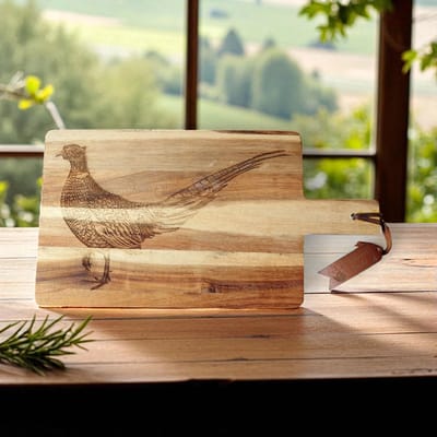 Baardmans creaties - Luxe plantaardig geoliede acacia houten plank liggend “Fazant”