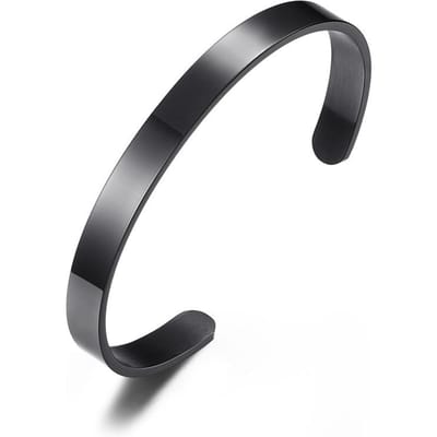 Bracelet Ouvert Unisexe Simple Surface Lisse 4MM 6MM 8MM Acier Titane Bracelet Gravure Laser gray