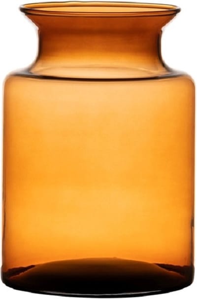 Hakbijl Glass melkbus vaas - amber - glas - D14 x H20 cm - bloemenvaas/boeketvaas