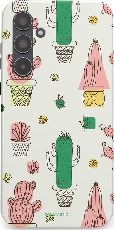 Casetastic Hoesje Geschikt voor Samsung A55 - Stijlvolle Beschermende Duo-layer Case - Vrolijke cactus
