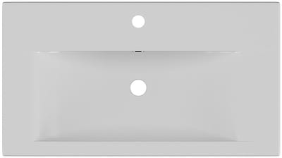 Vente-unique Rechthoekige voorbouwwastafel voor badkamer van keramiek - 71,5 cm - Wit - YASMAC II