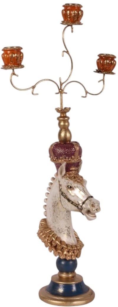 Baroque - Kandelaar - Kandelaar Paard 55 cm - Resin - Multi - 55x16 cm - Polyresin