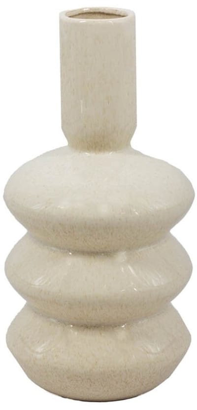 Aardewerk vaas disk beige