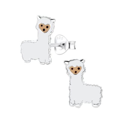 WeLoveSilver - zilveren oorknopjes - alpaca ontwerp - 925 zilver