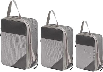 Compressie Pakket Cubes - Reis Organizers - Ruimte Besparen - Lichtgewicht Ontwerp - 3 Maten Set - Grijs