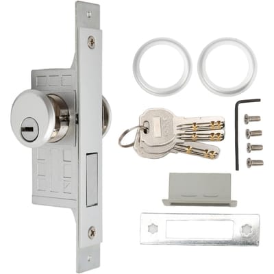 Serrure Centrale de Porte avec Cadre en Verre Forte Capacité Antivol Facile à Installer Mortaise de Porte de Vitrine white