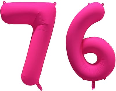 Folieballon 76 jaar - Neon Roze - 86 cm