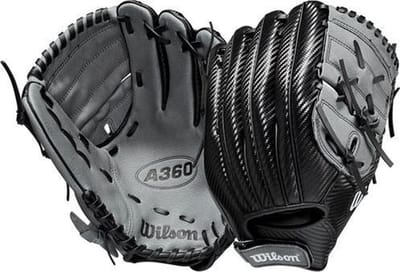 Wilson - Honkbal - MLB - Honkbalhandschoen - A360 - Jeugd - Zwart/Grijs - 12 inch