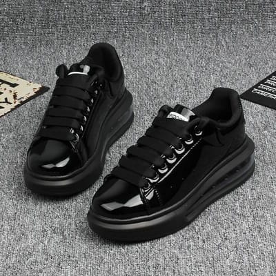 Glanzend lakleer kleine witte schoenen dames koppelmodellen luchtkussen dames skateboard schoenen sneakers dames 43 gray
