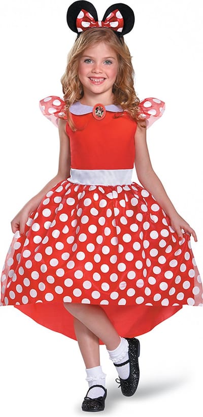DISNEY - MINNIE, rood Minnie klassiek verkleedkostuum, Maat S (5 - 6 jaar), meisjes