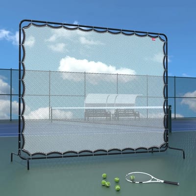 Tennis Rebounder Net - Oefenmuur Sport - Racketsporten Trainen - Instelbare Hoek - Draagbaar Ontwerp - Zwart