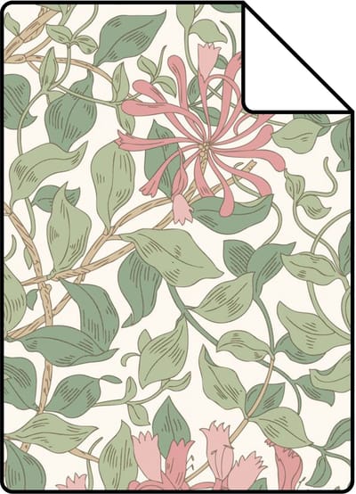 Proefstaal ESTAhome behang bloemen groen en roze - 26.5 x 21 cm - 131029-S