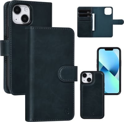 UNIQ Accessory Telefoonhoesje voor Apple iPhone 13 Mini - Blauw Book Case & Back Cover - PU Materiaal - Bescherming van Telefoon