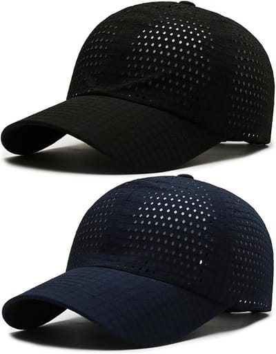 2 Stuks Net Sneldrogende Baseball Petten voor Mannen Vrouwen - Ademend Geperforeerd Lichtgewicht Hardloop Pet - Verstelbare UV Bescherming Sport Pet voor Golf Joggen Vissen Buiten Reizen