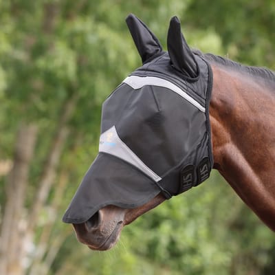 Shires Vliegenmasker met oren en neus - Jet Black - Extra Full