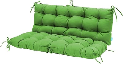 QILLOWAY Bankkussen voor buiten/binnen, vervangende kussens voor verandaschommel, 2 - 3-zits stoelkussens met rugleuning en banden voor tuinterrasmeubels (129,5 x 101,6 cm, zilver/grijs)