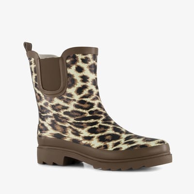 Mountain Peak korte dames regenlaarzen panterprint - Bruin - 100% stof- en waterdicht - Maat 37