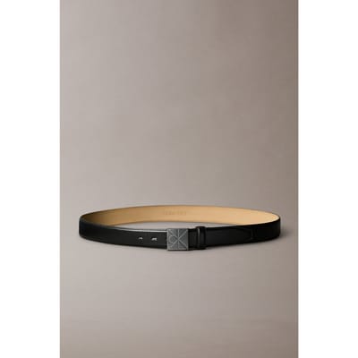 Calvin Klein Emblem Plaque Buckle Belt Black/matte Gunmetal Taglia: 85 | Cinture Outlet | Uomo | Grigio