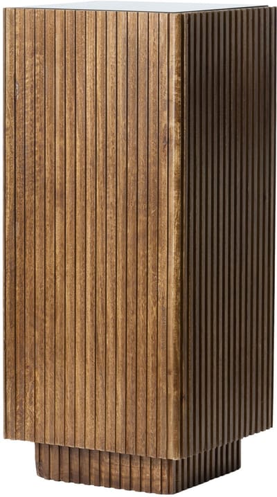 Light & Living zuil GATURA donkerbruin hout met bruin glas – 35x35x80 cm