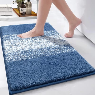 JGS ® Super zachte badmatten, blauw, microvezel, hoogpolig, badkamertapijt, antislip, machinewasbaar, badmat, douchematten, absorberend, 50 x 80 cm