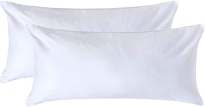 Homescapes Luxe Satijn Kussensloop 40x80 cm – Wit – Set van 2 – 100% Egyptisch Katoen Satijn – Draaddichtheid 1000