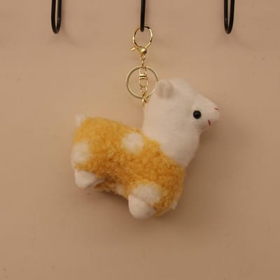 Cartoon pluche alpaca pop, pluche speelgoed, kleine hanger, tasje, hangende decoratie, sleutelhanger 12cm brown