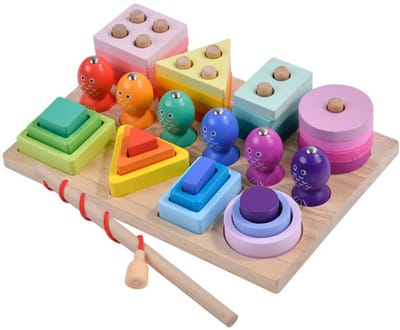 Montessori-speelgoed - Houten sorteerspeelgoed voor peuters - Houten blokken voor meisjes en jongens - Motorische vaardigheden voor kleuters Verjaardags- en kerstcadeau voor baby's