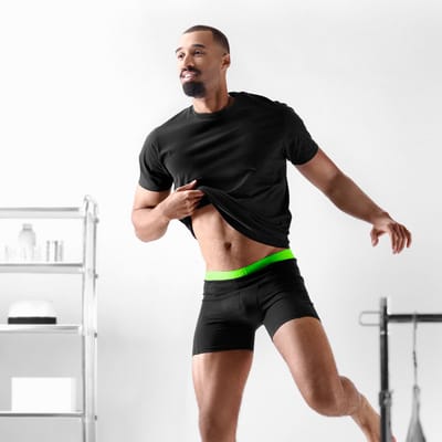 FlexFeel | Zwarte katoenen boxershort met neon groene tailleband