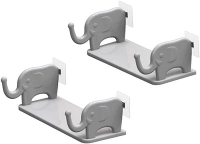 2 Pack Floating Wall Shelves - Draadloze Bluetooth Speakers, Muurbeugels voor Opslag en Decoratie in Slaapkamer, Badkamer, Woonkamer en Keuken, Grijs