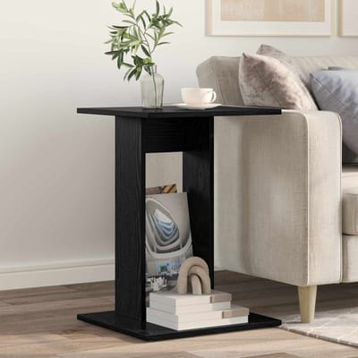 vidaXL - Bijzettafel - Zwart - Eiken - 45 - x - 40 - x - 62,5 - cm - Bewerkt - hout