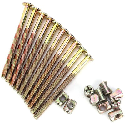 Dailygoods- Schroeven 10 Stuks - Meubelbouten - Moeren - Bevestigingsmiddelen - Koolstofstaal - Roestbestendig 80mm - Meubelschroeven
