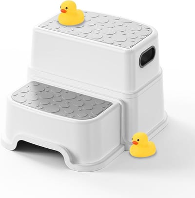2-staps kruk voor peuters - Antislip opstapkruk voor badkamer en keuken (9,5 inch)