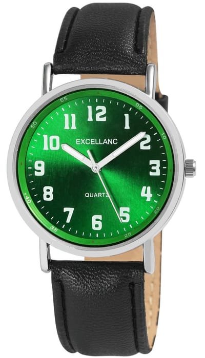EXCELLANC Herenhorloge van imitatieleer 2900229 Leren band, lichtgevende wijzers, basic, heren