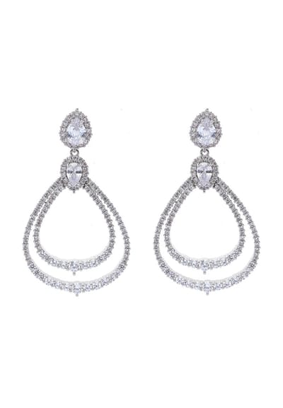 AVANT-GARDE PARIS Dangle Earrings - Zilver - 2 stuks - Rhodium Plated met dubbele hoop en edelstenen