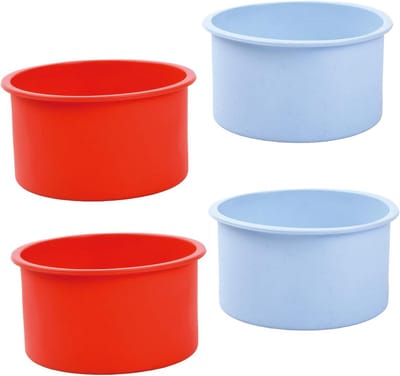 Set van 4 Ronde Siliconen Bakvormen 10 cm - Flexibel voor Cake, Taart en Brood