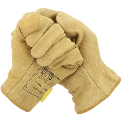 Paire Gants de Soudure Résistants à l'Usure Vache Croûte Jaune Protection du Travail pour Chauffeurs Port(XL ) beige