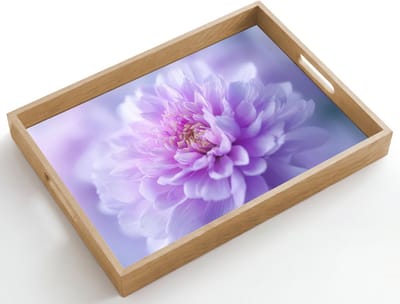 Dienblad hout 50x35 cm - Schootdienblad - Paars - Dahlia - Dromerig - Borrelplank rechthoek - Plateau dienbladen