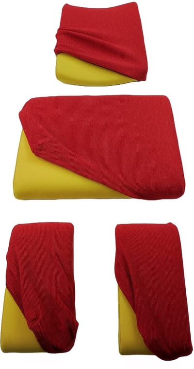 Stoelhoes, kleur: rood, 4 stuks (zitting + rugleuning + 2 kniebeschermers)
