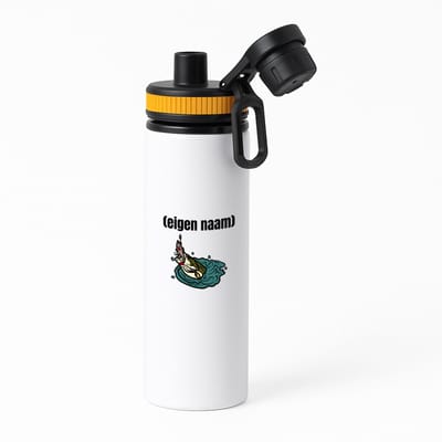 Hacebo® - vis met eigen naam waterfles met draaidop oranje - Vis - vissen liefhebbers - iemand die houdt van vissen - verjaardag - cadeau - kado - geschenk - water fles - 850ML