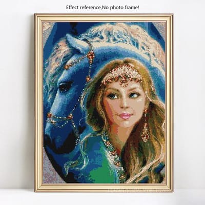 Peinture de diamant à faire soi-même, belle fille, broderie complète de diamant rond, point de croix 20X30CM gray