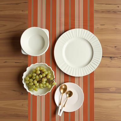 ABAKUHAUS retro tafelloper, eetkamerkeuken rechthoekige decoratieve tafelloper, 40 x 225 cm, verbrand oranje tan